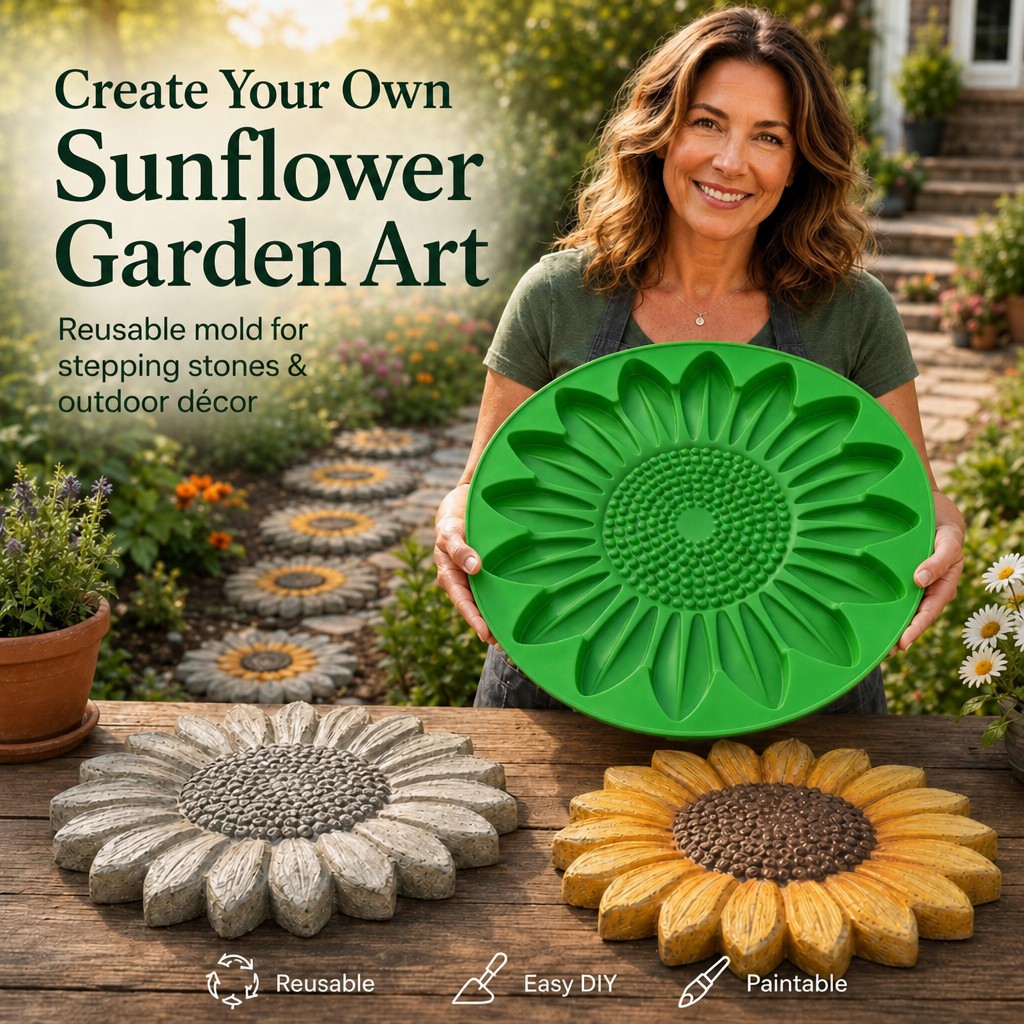 Gardening Tools Gifts - Ayçiçeği Teras Taş Kalıp Seti, Beton