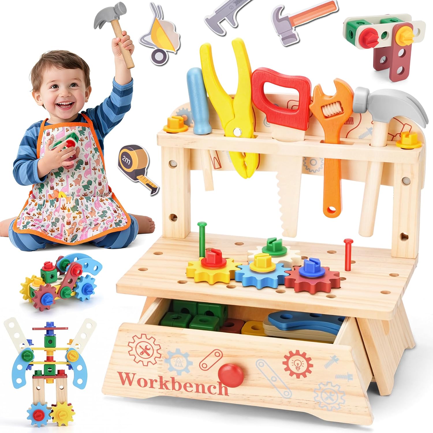 Gardening Tools Girls - Çocuklar için Ahşap Alet Tezgahı, Montessori